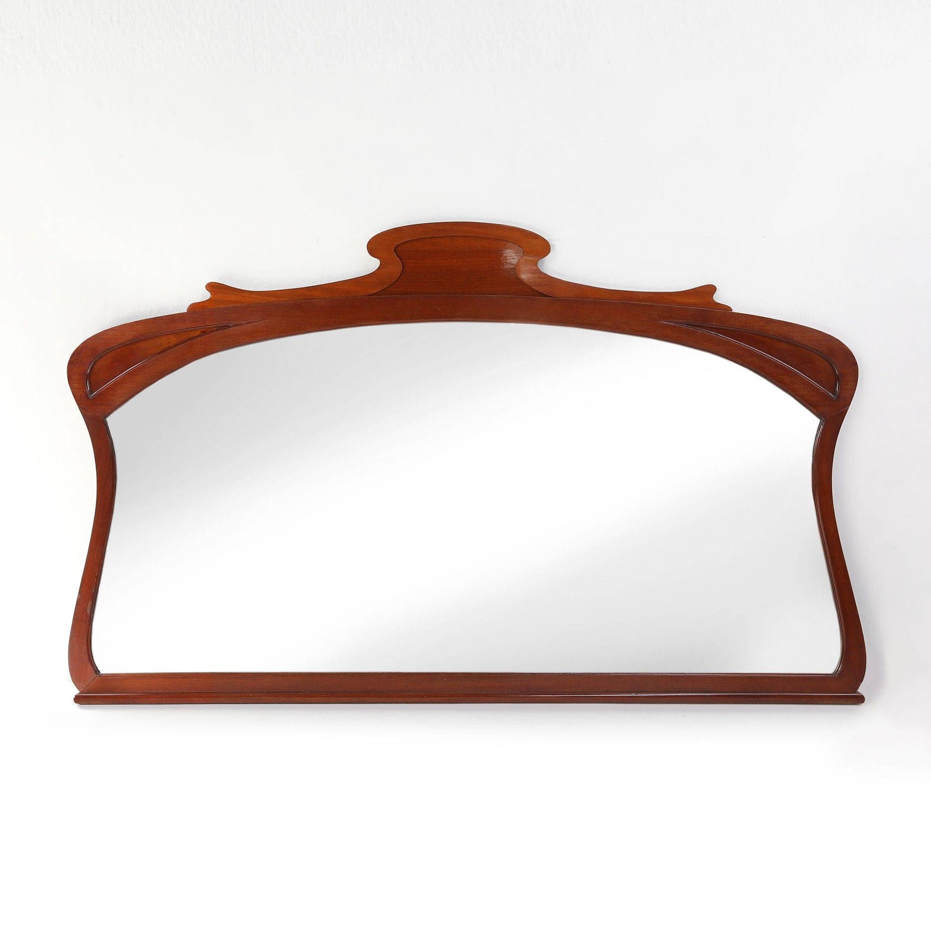 Large hand carved Art Nouveau chimney mirror, France ca. 1910-img